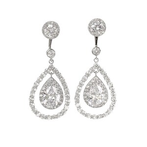 Cubic zirconia pear drop earrings