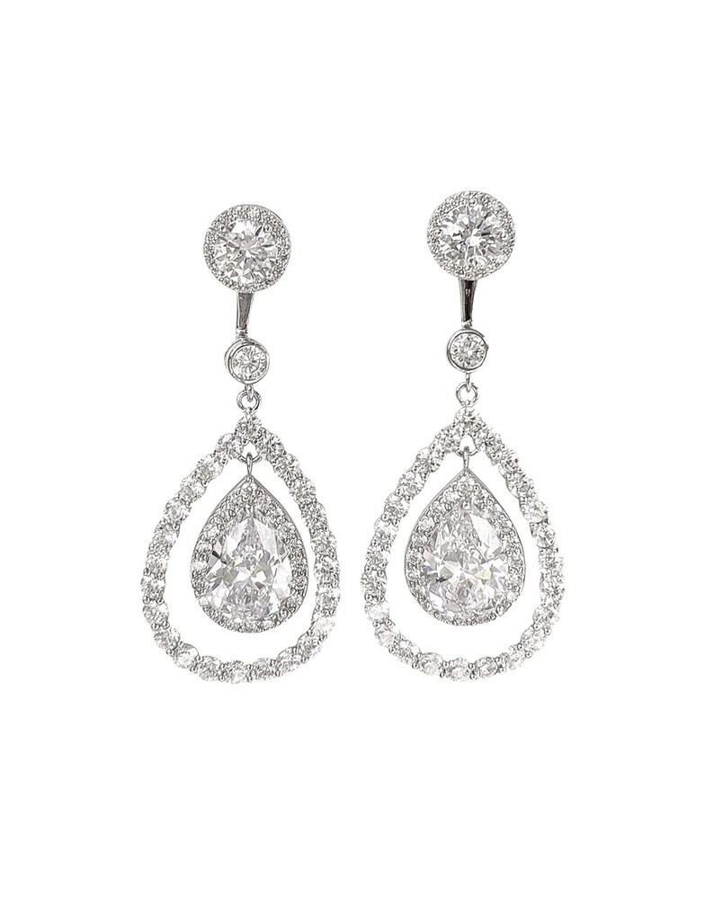 Cubic zirconia pear drop earrings