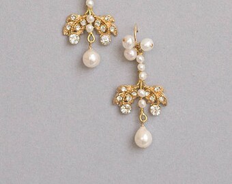18K Gold Saltwater Baroque Pearl Earrings Cubic Zirconia Unique Gifts For Women Uncommon Goods