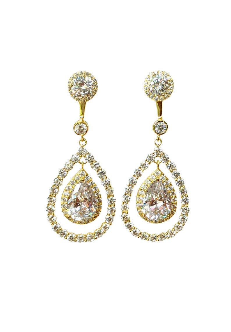 CZ Dangle Earrings Pear Drop Earrings Art Deco Earrings Bridal Earrings Flapper Earrings Wedding Jewelry Statement Earrings image 4