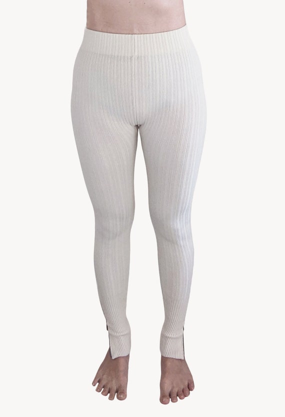 Thick, Alpaca or Organic Merino Wool Stretchy, Rib Knit, Leggings