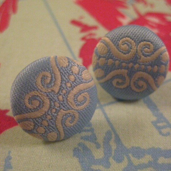 A Pair of Swirly Blue Posts....Nickel Free Earrings...(Buy 3 Get 1 Free)