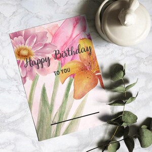 Verjaardagskaart met aquarel bloemenpatroon Universeel