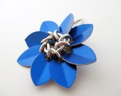Cobalt Blue Scale Maille Flower Hair Clip