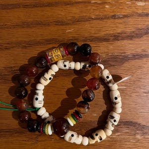 Vintage New with Tag NWT Tibetan Stretch Bracelet Set Skull Prayer Beads