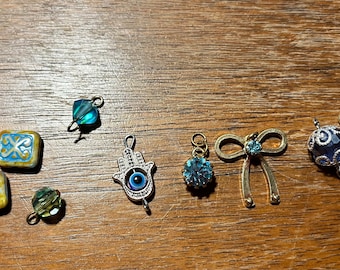 Mystical Blue Charm Bead Lot-9