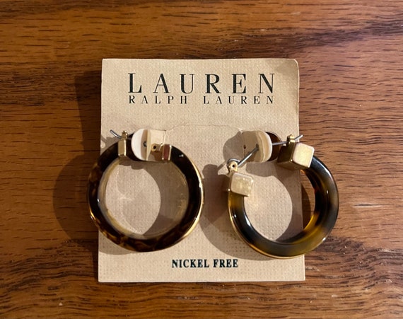 Ralph Lauren Tortoiseshell Hoop Earrings Nickel F… - image 1