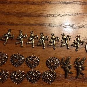 Brass Cherub Angel Cupid Heart Charm Lot-17