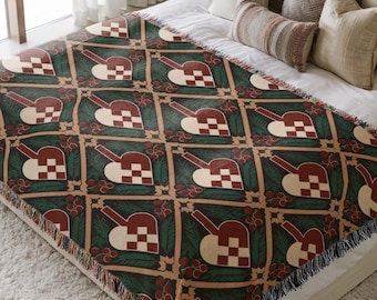 Danish Heart Christmas Woven Blanket - Scandi Folk Art Tapestry Throw, Cozy Holiday Gift