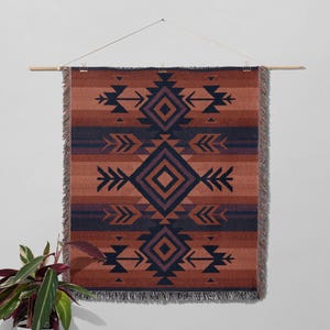 Southwestern Geometric Throw, Southwest Blanket, Aztec Quilt, Tribal Coverlet, Navajo Bed Spread, Rustic Tapestry, Boho Gift Idea for friend