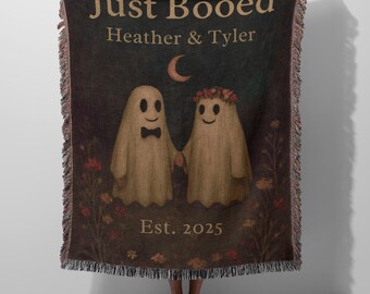 Just Booed Ghost Couple Wedding Blanket - Personalized Anniversary Gift