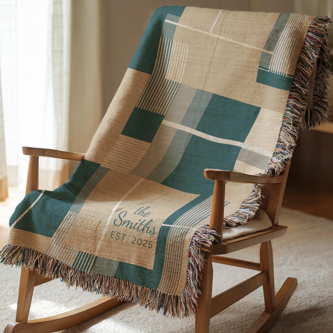 2nd Anniversary Gift for Couple | Personalised Bauhaus Nordic Woven ...