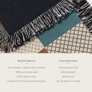 Woven blanket with colorful fringe, cozy throw blanket, unique design blanket, decorative couch blanket, soft bed blanket, modern home decor