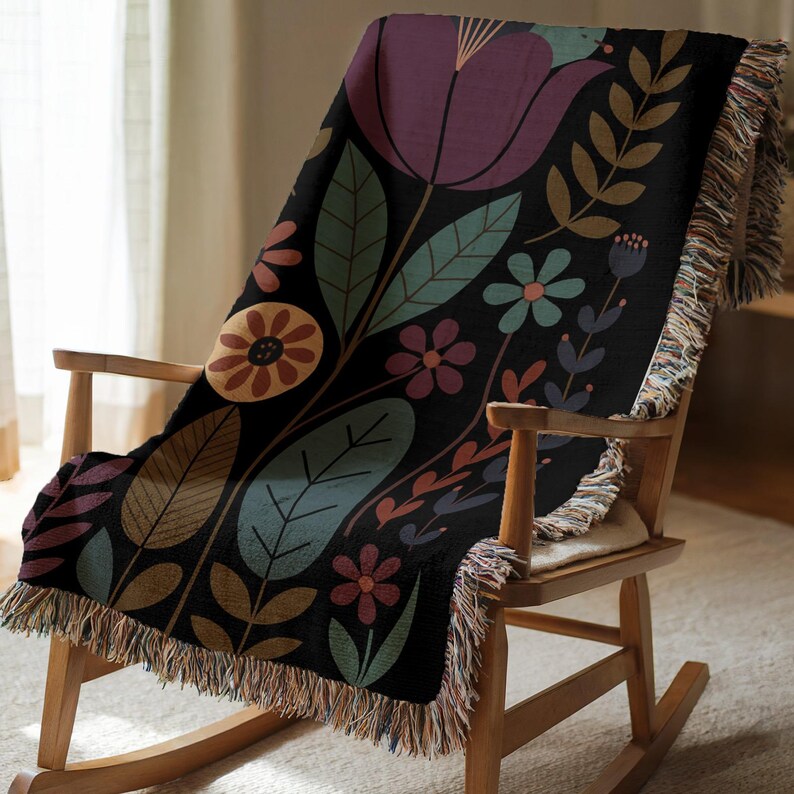 Cozy Floral Throw Blanket, Colorful Flower Design, Soft Decorative Cover, Vibrant Nature Inspired, Perfect for Living Room Decor