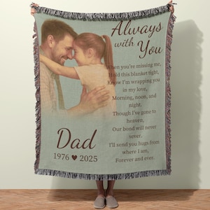 Woven Memorial Blanket, Bereavement Gift for Loss of Family Member, Sympathy Remembrance Blanket, Hugs from Heaven, In Memory Blanket