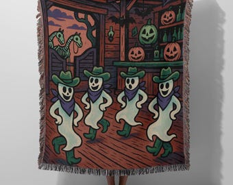 Gewebte Geister Cowboy Decke: Gruselige Western Halloween Dekoration