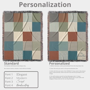 Custom Name Patchwork Throw Blanket, Personalized Woven Blanket, Custom Family Blanket, Unique Housewarming Gift, Custom Text Blanket
