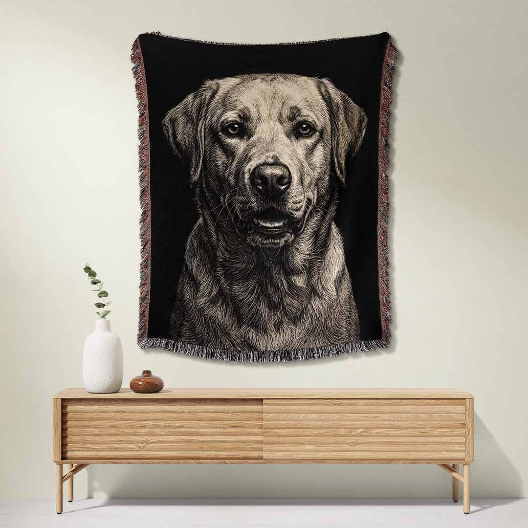 Labrador Retriever Woven Blanket, Custom Dog Charcoal Sketch Throw ...