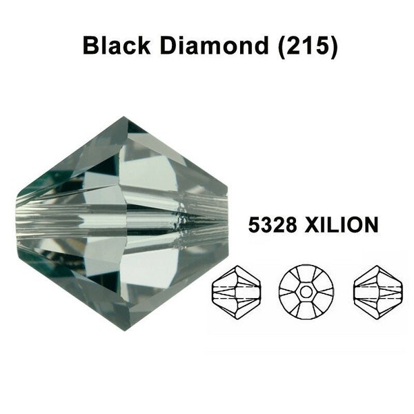 Perles toupies en cristal Swarovski authentique - XILION 5328 Black Diamond (215) 5mm