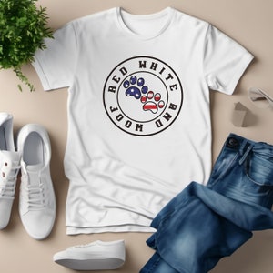 Paw Print 4th of July Independence Day T-Shirt for Patriotic Dog Owner, American Flag Shirt Gift for Dog Lover Dog Mom