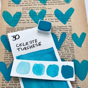 イタリア製acquarelli fatti a mano、colore N 30 Celeste turchese
