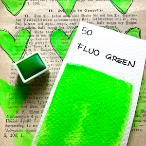 イタリア製acquerelli fatti a mano、Colore Verde Fluo N 50