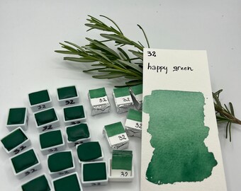 handmade watercolors made in Italy, Color Happy green