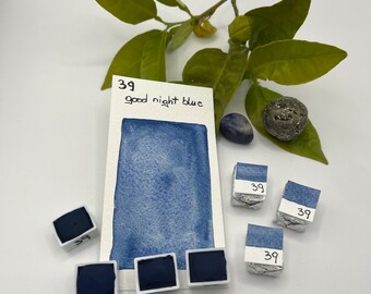 handmade watercolors made in italy. Color Good nigth blue