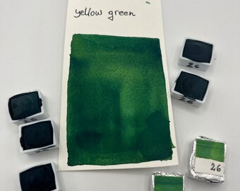 handmade watercolors made in Italy, Color Jellowgreen