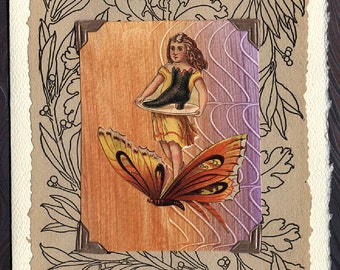 Hada y mariposa Collage tarjeta de felicitación