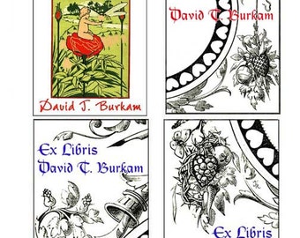 Set of 18 EX LIBRIS Personalized Bookplates (Choose from 20 Designs)