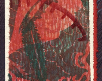 Original Linocut on Blank Strathmore card