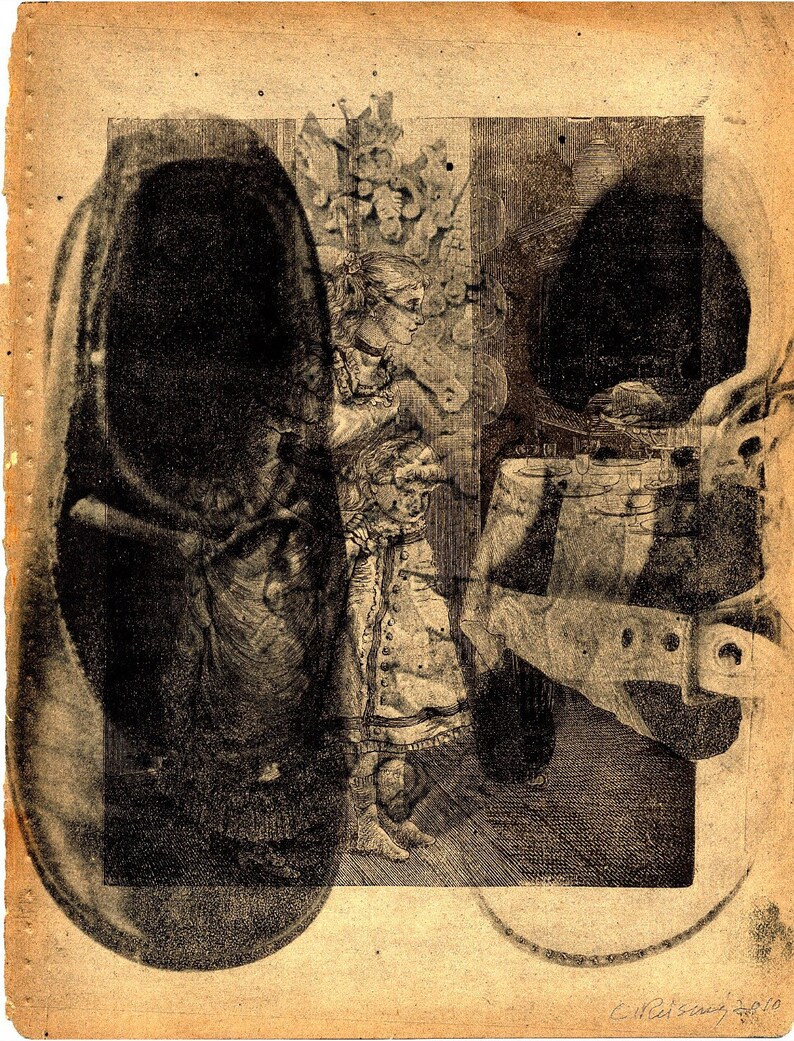 Shoes Etching on Vintage Book Page Etsy