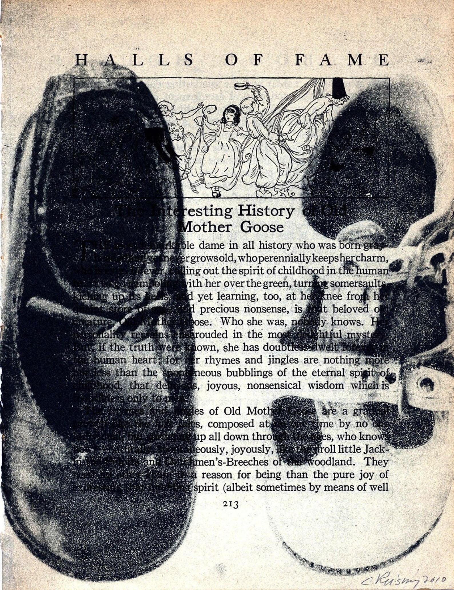 Mother Goose Shoes Etching on Vintage Book Page Etsy