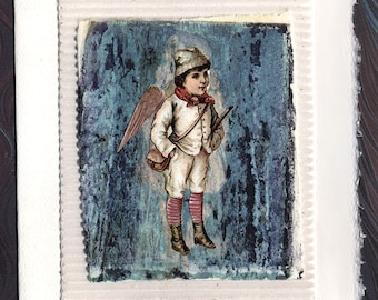 Tarjeta de felicitación Winter Boy Angel Collage