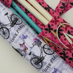 knitting needle case - knitting needle organizer - circular knitting needle could ase - dpn storage - crochet hook case - I Love Paris Print