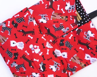 Handmade Knitting Needle Case – Dogs Print Organizer