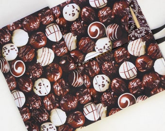 Handmade Circular Knitting Needle Case - Chocolate Print Organizer