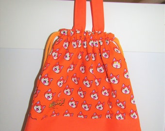 Sac à cordon de serrage en coton avec poignées --- sac de garderie / sac de voyage / sac de collation / sac PE / sac pour enfants / sac de jouets / sac de projet