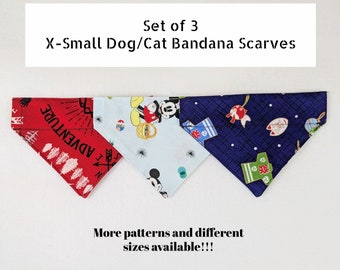 Dog/Cat Scarves(X-Small) -Slip Over the Collar- Handmade No Tie Dog Bandanas