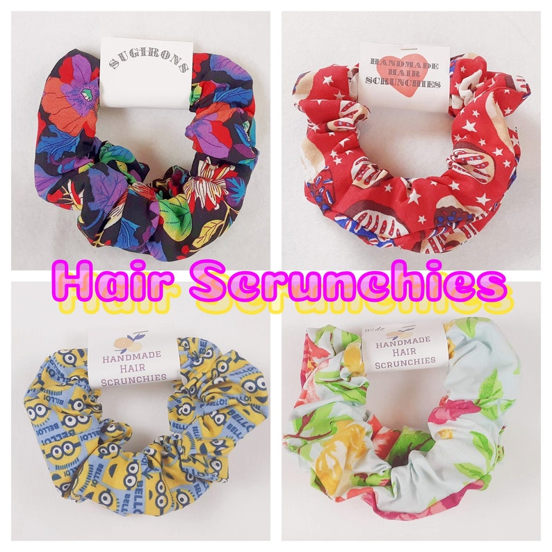 Set of 2 Hair Scrunchies Wrist Scrunchies Hair Accessories Kawaii Scrunchies Gift for Her Gift for Him Unisex image 1