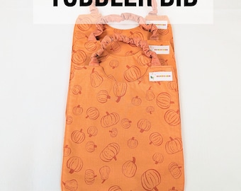 TODDLER BIB for 12-36 mos old | Scrunchie Neck | Pumpkin Bib | Clothing Protector | Feeding, Eating, Drooling | Daycare Bib