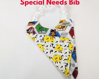 SPECIAL NEEDS BIB for 2 to 5 yrs old | Scrunchie Neck Strap | Birthday Party Bib | Clothing Protector | Daycare Bib