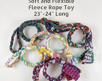 23"-24" Long Fleece Dog Rope Toys with Handle | For Small. Medium. Large Dogs | Tug Toys for Dogs | Throw Toys | Stretchy Rope Toys