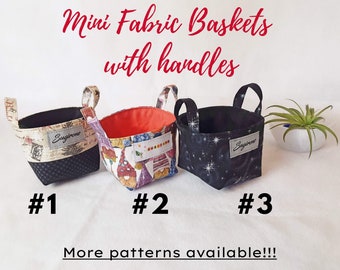 Mini Gift Basket | Small Fabric Basket with Handles | Small Organizing Basket | Fabric Bin Storage Basket | Desk Organizer | Co-worker Gift