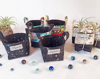 Mini Gift Basket | Small Fabric Basket with Handles | Small Organizing Basket | Fabric Bin Storage Basket | Desk Organizer | Co-worker Gift
