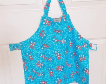 Montessori Style Apron Size 2T | Reversible Baby Apron | Apron for Baby and Toddler | Elastic Neck Loop | Velcro Waistband