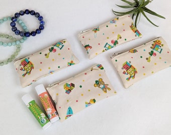 Small Fabric Zipper Pouch | Purse Organizer | Mini Coin Purse | Spare Key Holder | Lip Balm Holder | Ear Buds Case | Medicine Carrier