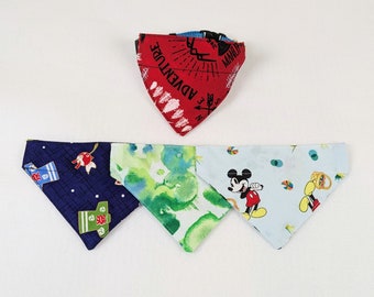 Gift Package Set of 4 Dog/Cat Scarves(X-Small) -Slip Over the Collar- Handmade No Tie Dog Bandanas and Nylon Collar Set