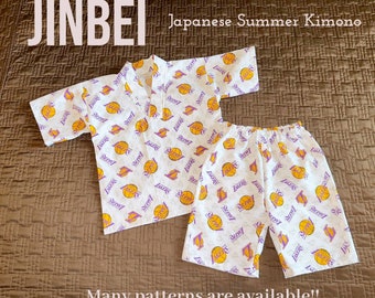 Kimono pour enfants - Jinbei à enfiler - Kimono japonais - Taille 110 cm (pour les 3-5 ans) - Kimono facile à enfiler sans fil - Kimono d'été - PRÊT À L'EXPÉDITION